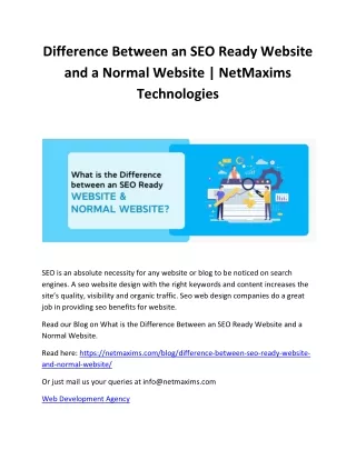 Difference Between an SEO Ready Website and a Normal Website | NetMaxims Tech