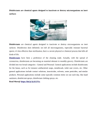 disinfectants are chemical agents designed