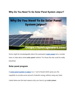 Why Do You Need To Go Solar Panel System Jaipur (1)