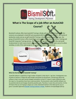 What is The Scope of a job After an AutoCAD Course