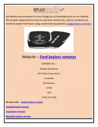 Ford keyless remotes abhi