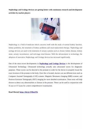 nephrology and urology devices are getting better