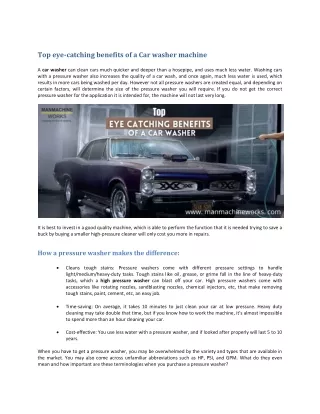 top eye catching benefits of a car washer machine