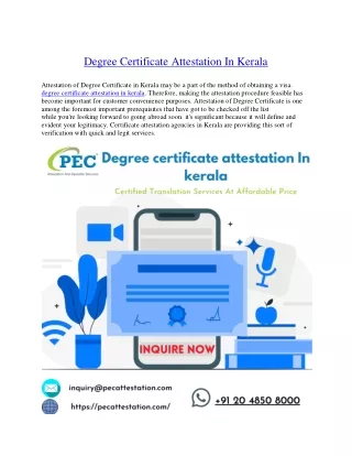 degree certificate attestation in kerala