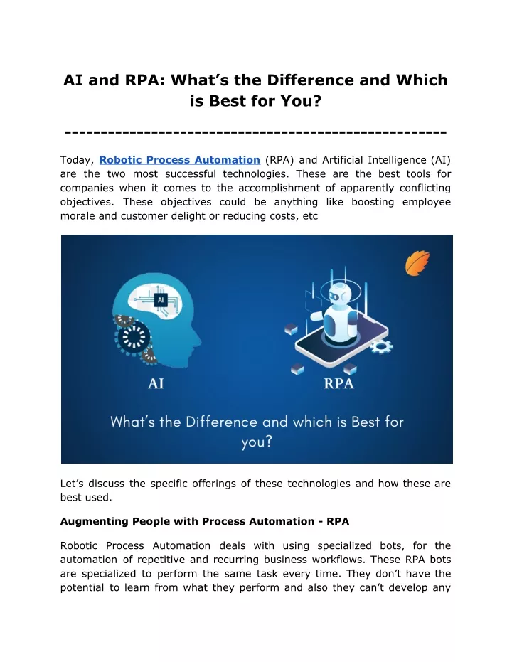 ai and rpa what s the difference and which