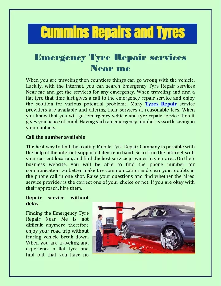 emergency tyre repair services near me