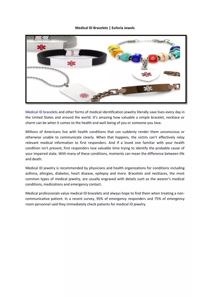 medical id bracelets euforia jewels