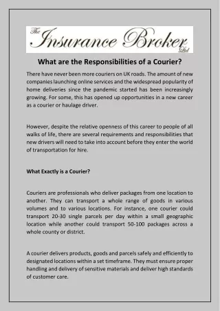 What are the Responsibilities of a Courier