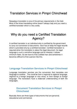 translation services in pimpri chinchwad