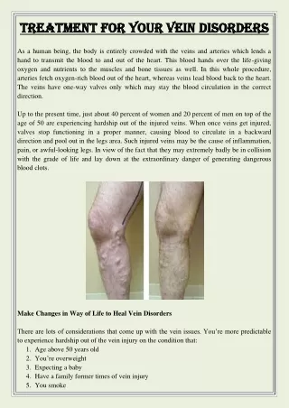 treatment for your vein disorders treatment