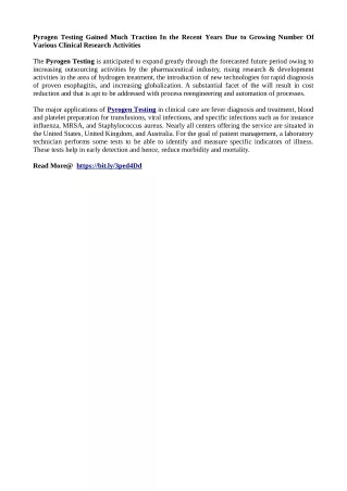 pyrogen testing gained much traction