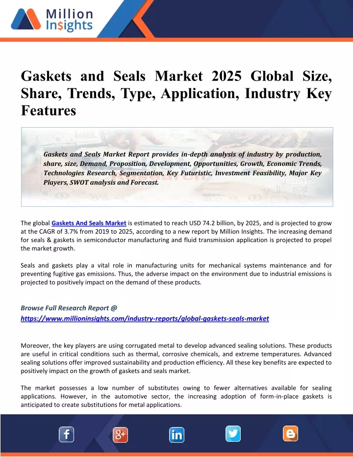 gaskets and seals market 2025 global size share