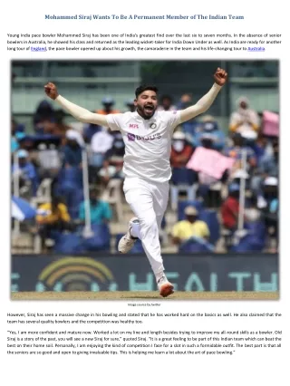 mohammed siraj wants to be a permanent member