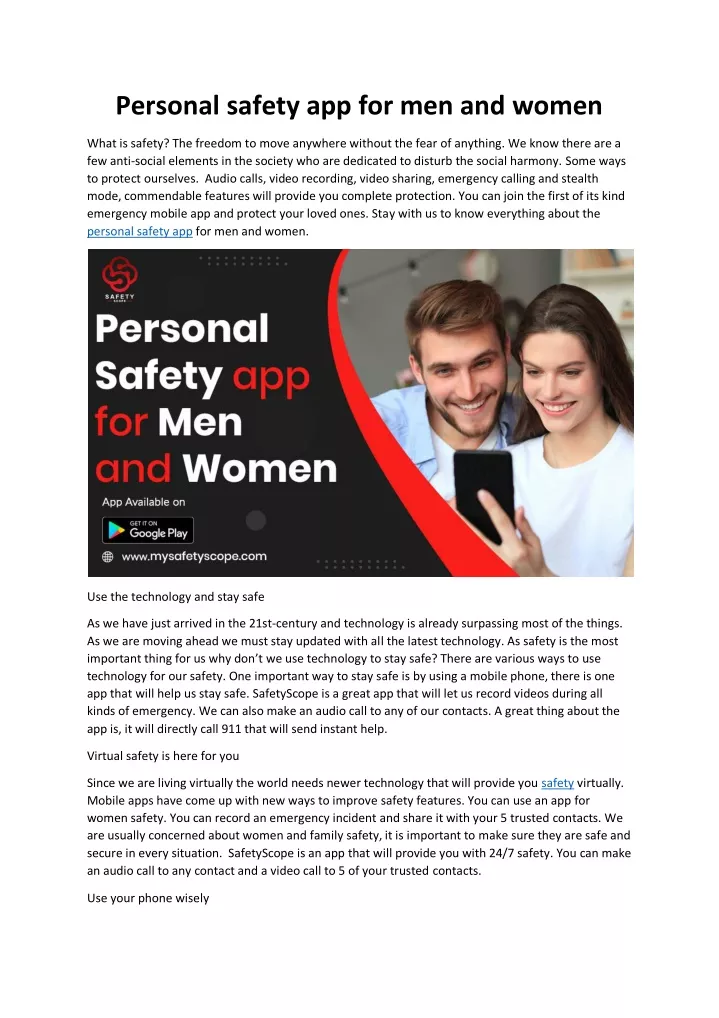 personal safety app for men and women