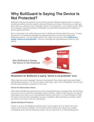 why bullguard is saying the device