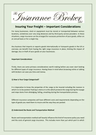 Insuring Your Freight
