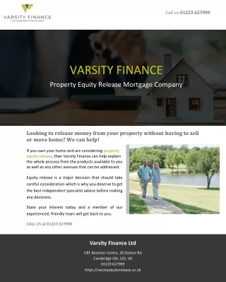 Property Equity Release Mortgage Company