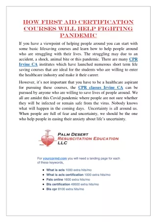 how first aid certification courses will help