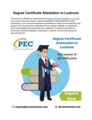 Degree Certificate Attestation in Lucknow