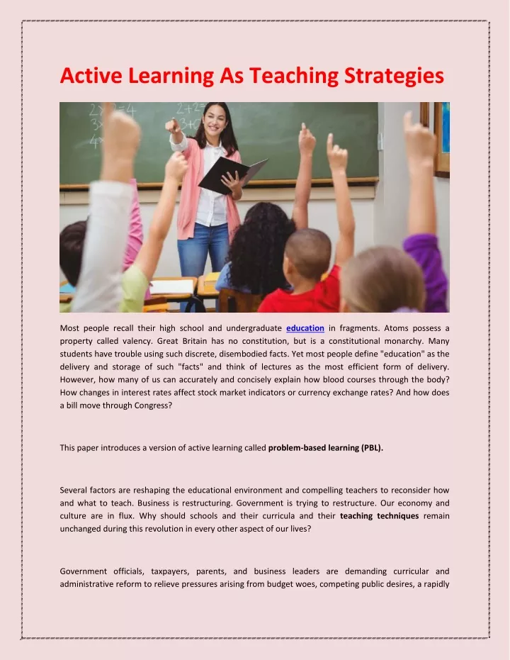 active learning as teaching strategies