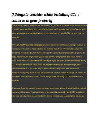 3 thing t consider whil installin cctv camera