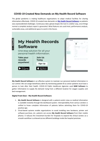covid 19 created new demands on my health record