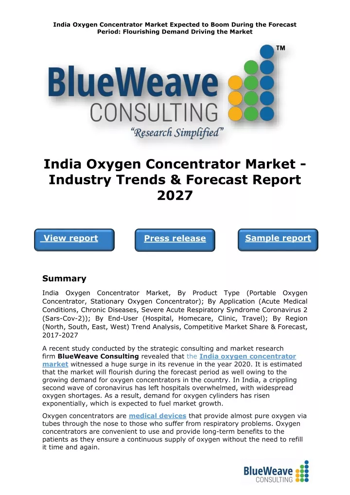 india oxygen concentrator market expected to boom