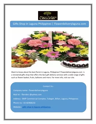 Gifts Shop in Laguna Philippines | Flowerdeliverylaguna.com