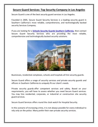 secure guard services top security company
