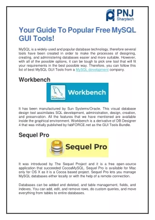 your guide to popular free mysql gui tools