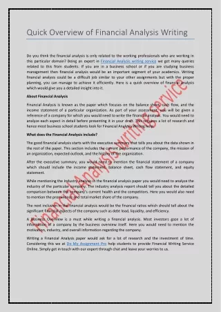 quick overview of financial analysis writing