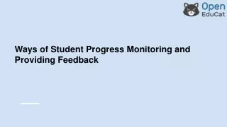 Ways of Student Progress Monitoring and Providing Feedback (1)