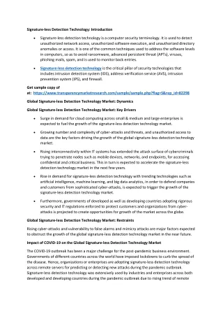 signature less detection technology introduction