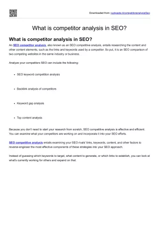 What is competitor analysis in SEO?
