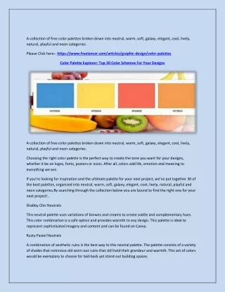 a collection of free color palettes broken down