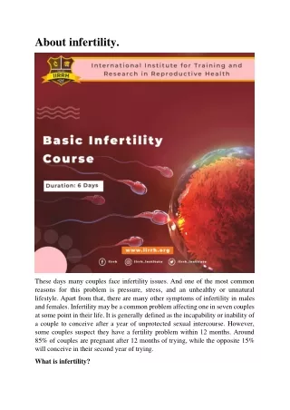 What is the importance of basic infertility training