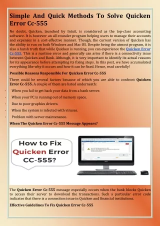 simple and quick methods to solve quicken error