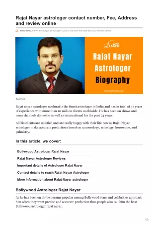 Rajat Nayar astrologer contact number, Fee, Address and review online