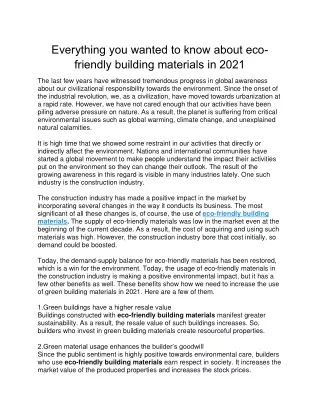 Everything you wanted to know about eco-friendly building materials in 2021