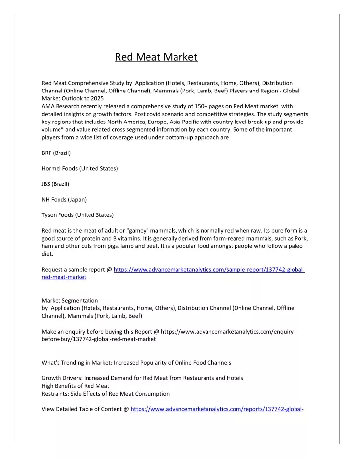 red meat market red meat comprehensive study