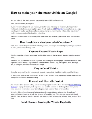 how to make your site more visible on google