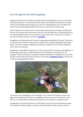 Soar Through The Sky With Paragliding