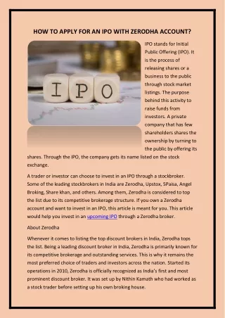 how to apply for an ipo with zerodha account