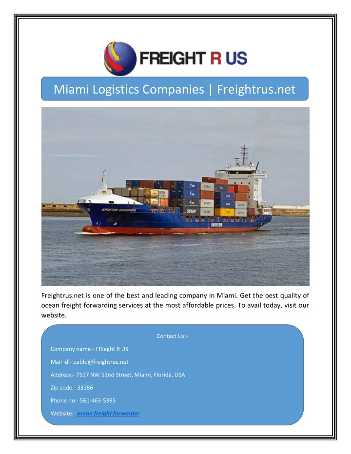miami logistics companies freightrus net