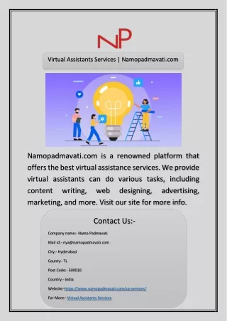 Virtual Assistants Services | Namopadmavati.com