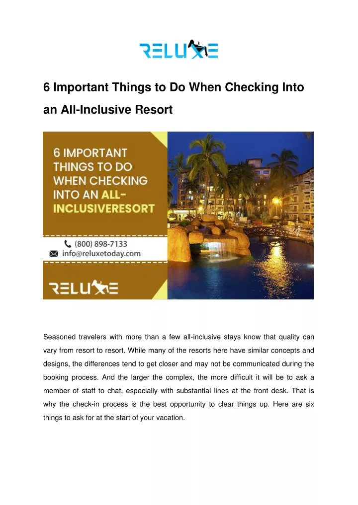 6 important things to do when checking into