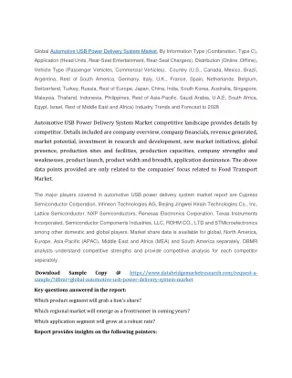global automotive usb power delivery system