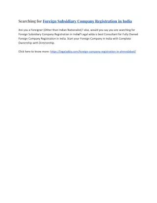 searching for foreign subsidiary company