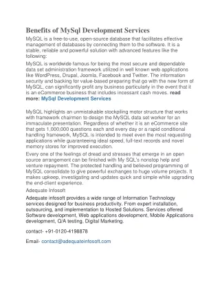benefits of mysql development services mysql