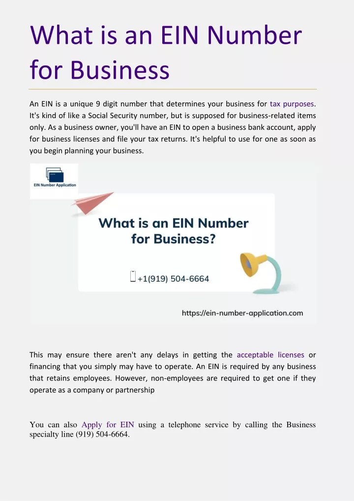 what is an ein number for business